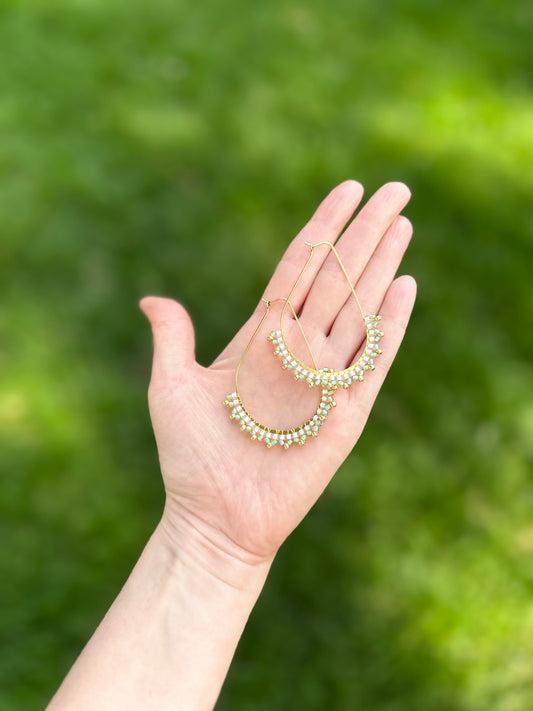 Large Beaded Oval Hoops