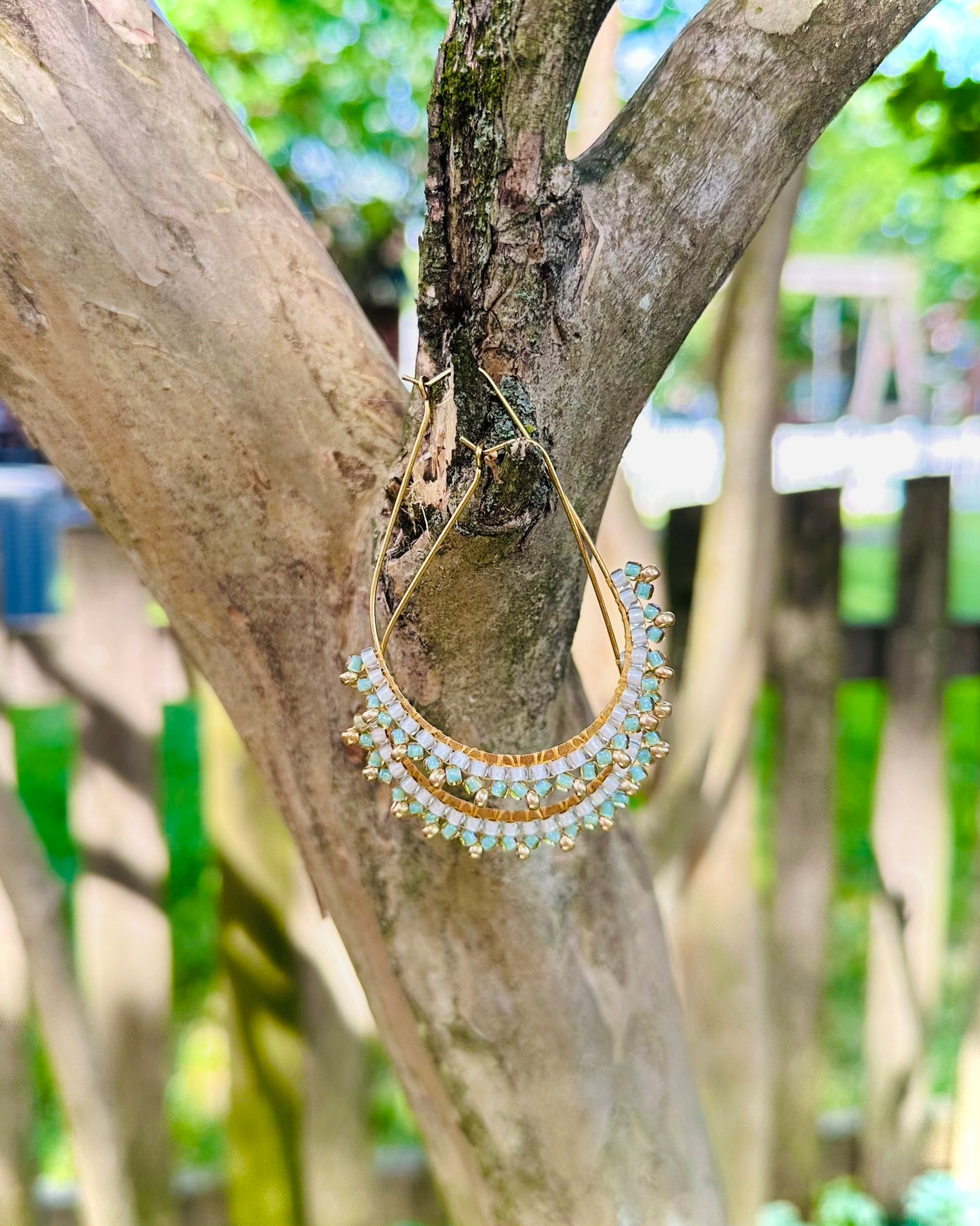 Large Beaded Oval Hoops