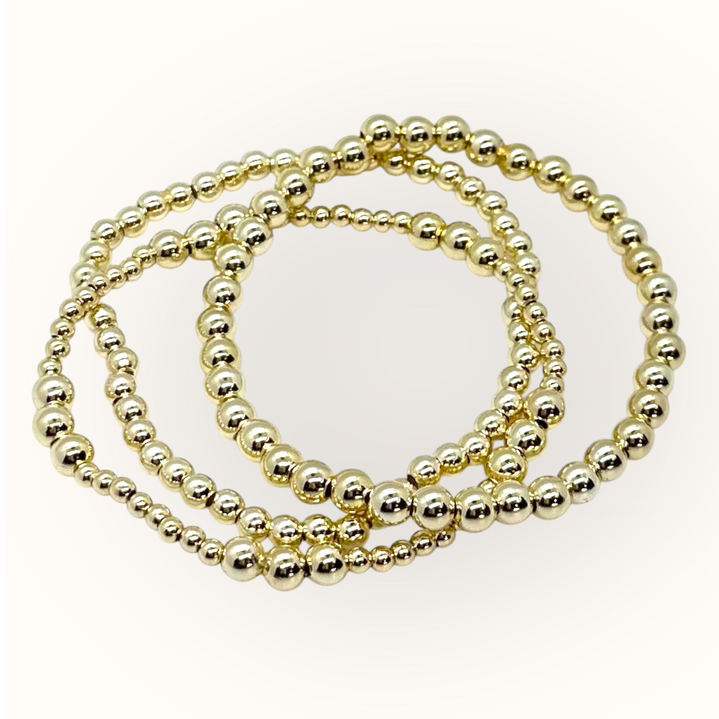 Gold Filled Bead Stretch Stack Bracelets