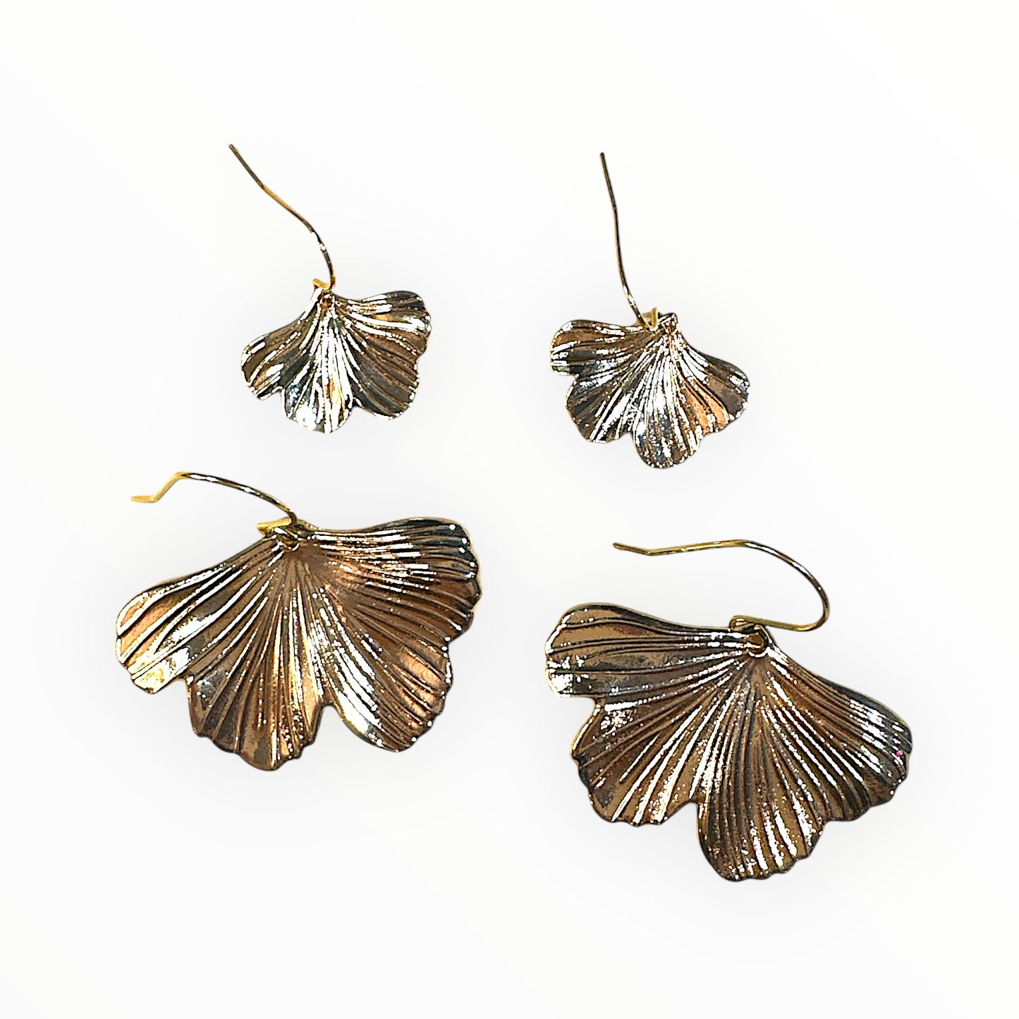 Metal Ginkgo Leaf Earrings