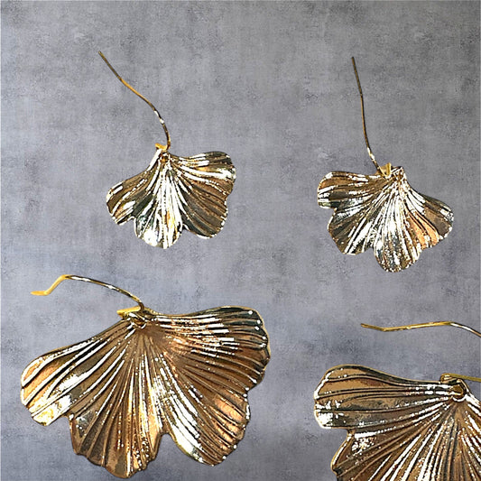 Metal Ginkgo Leaf Earrings