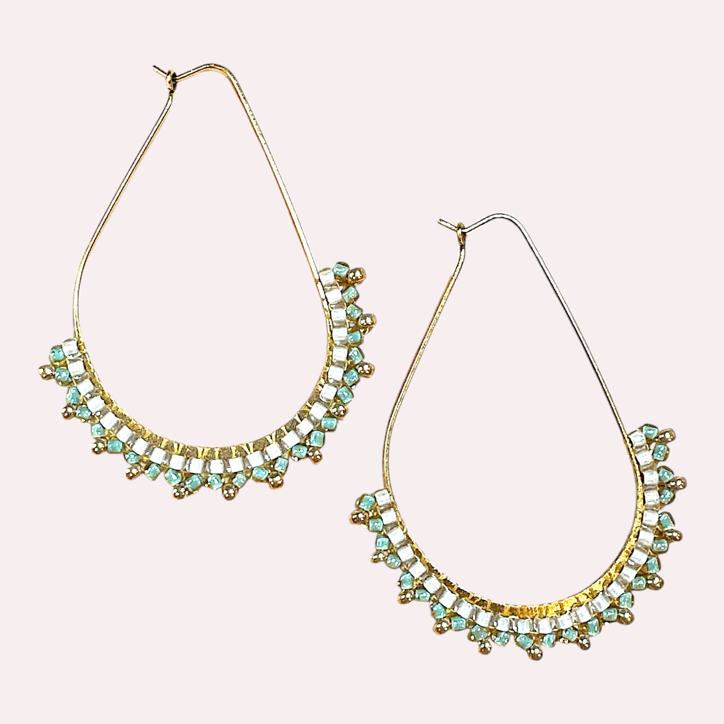 Large Beaded Oval Hoops