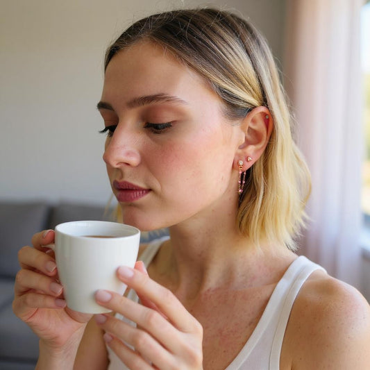 CZ Enamel Chain Stud Earrings